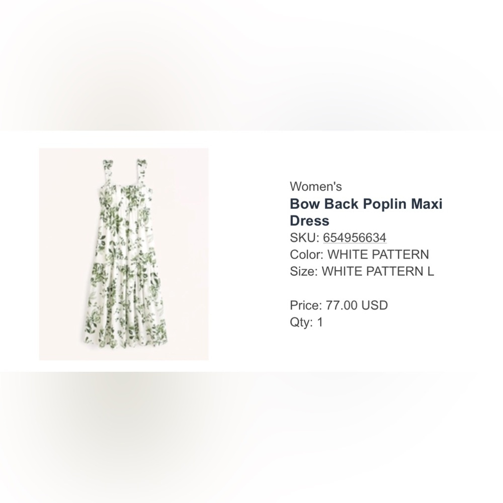 Bow Back Poplin Maxi Dress - Abercrombie & Fitch, Large